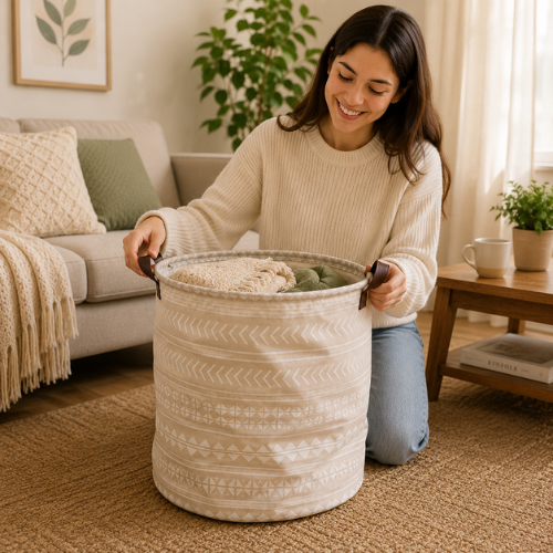 CESTA DE ALMACENAMIENTO PLEGABLE (42 × 33 CM)