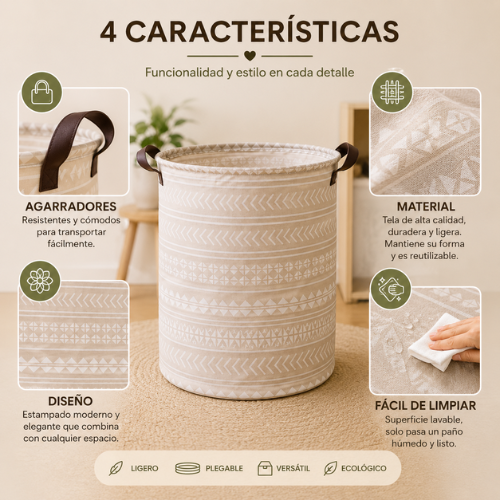 CESTA DE ALMACENAMIENTO PLEGABLE (42 × 33 CM)