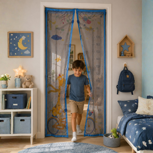 CORTINA MOSQUITERO MAGNETICA INFANTIL CON MEDIDOR DE ESTATURA