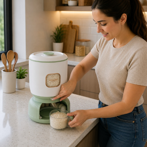 DISPENSADOR DE ALIMENTOS SECOS CON PORTA HUEVOS