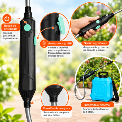 PULVERIZADOR ELÉCTRICO PORTÁTIL RECARGABLE DE 5 LITROS
