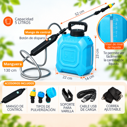 PULVERIZADOR ELÉCTRICO PORTÁTIL RECARGABLE DE 5 LITROS