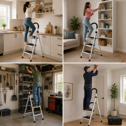 ESCALERA PLEGABLE DE 3 PELDAÑOS ANTIDESLIZANTE