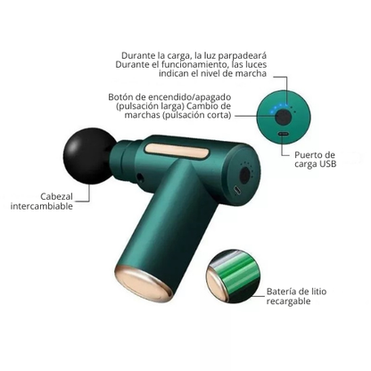 MASAJEADOR MUSCULAR PORTATIL RECARGABLE