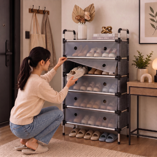 ORGANIZADOR DE ZAPATOS DE 5 NIVELES CON TAPA