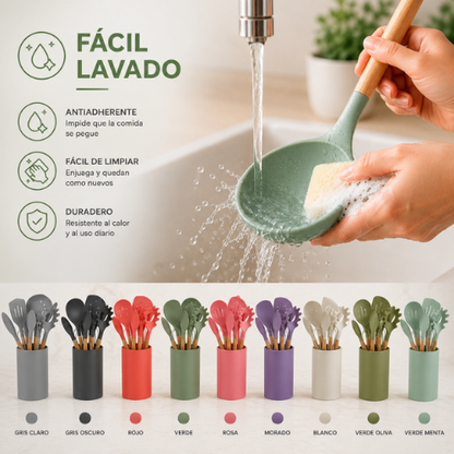 SET DE UTENSILIOS DE SILICONA PARA COCINA